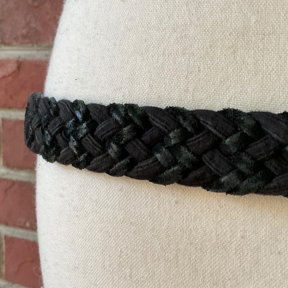 Black Leather Suede Woven Braided Belt Adjustable L:47” NEW - Picture 5 of 12